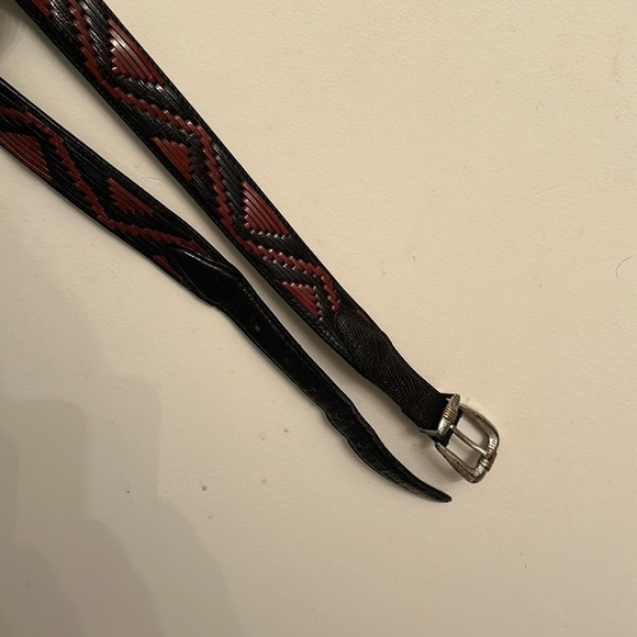 Bill Adler Studio Genuine Italian w/Calf Skin Lining Western Aztec Design Belt - Picture 3 of 8